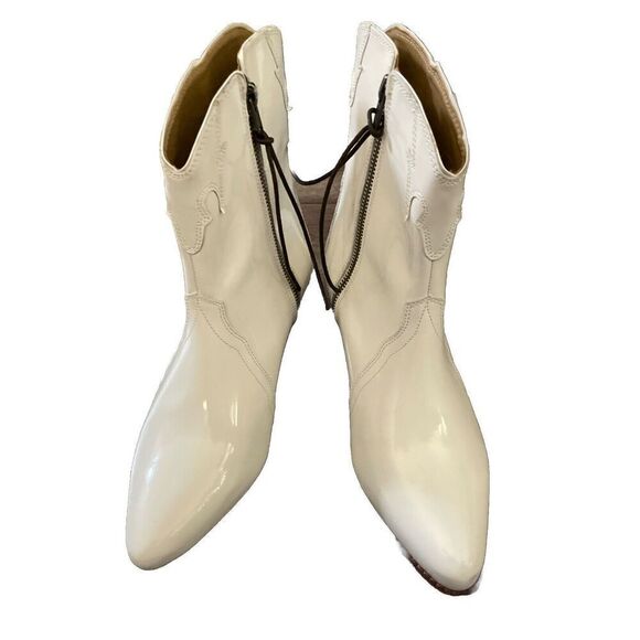 Free People New Frontier Western White Pointed Toe Distressed  Boots 40 US 10 - Picture 3 of 4